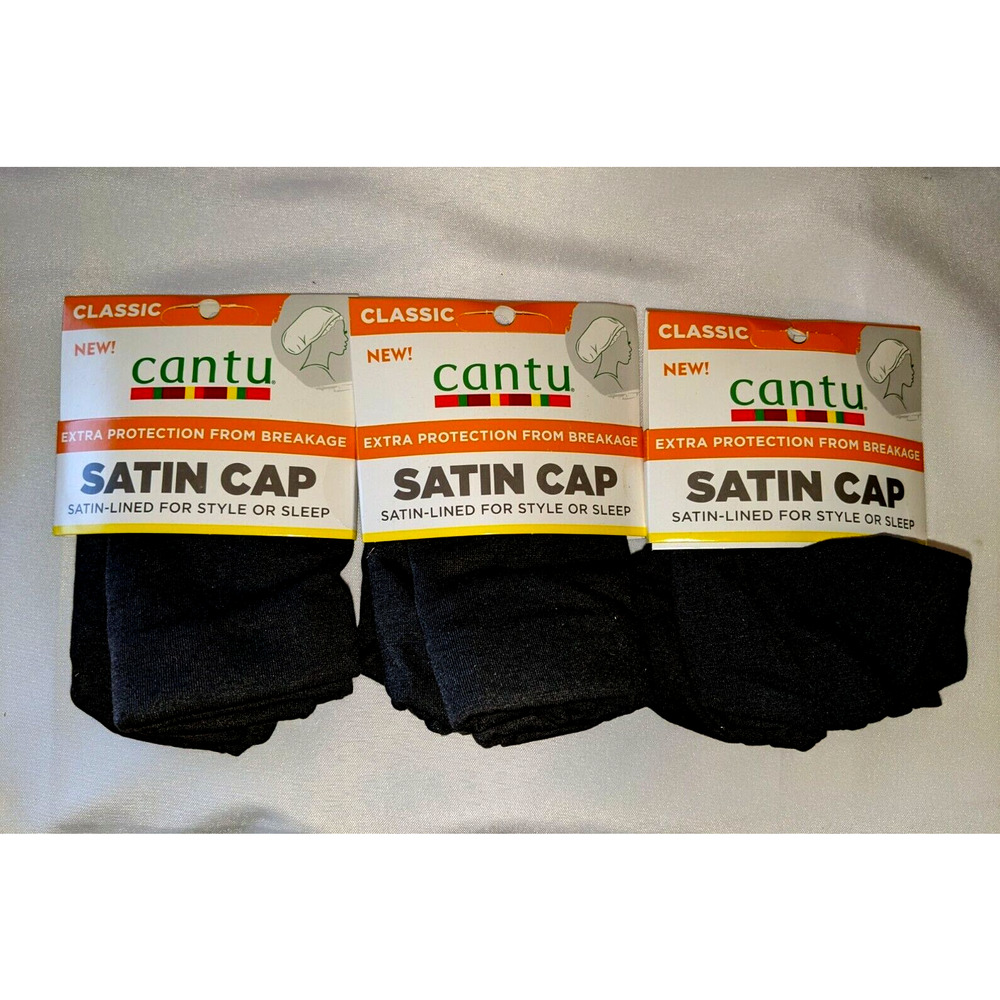 Lot of 3 Cantu Satin Lined Caps for Style or Sleep Black